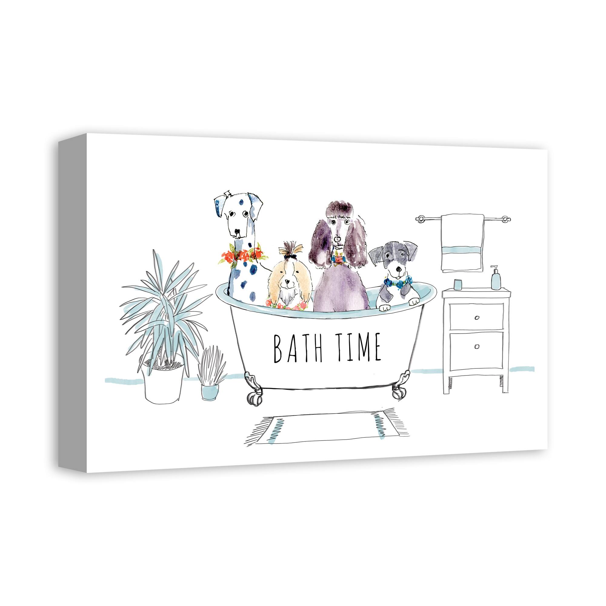 Bath Time Dog 1 Canvas Wall Art